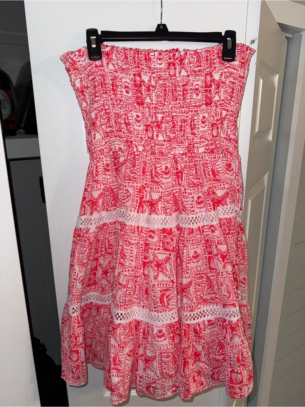 Lilly Pulitzer Strapless Coral-Pink Printed Tiered Dress - Picture 5 of 8